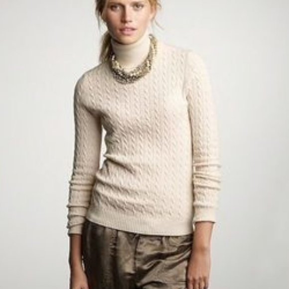 J. Crew Sweaters - J. Crew Womens Wool Cashmere Cream Turtle Neck Ribbed Sweater